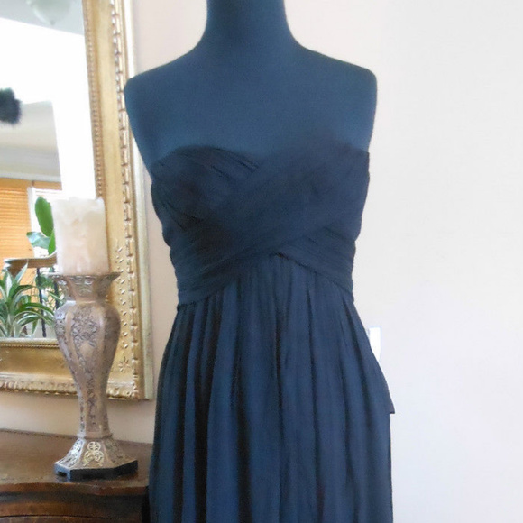 J CREW Strapless Silk Chiffon Taryn Dress 4P BLACK - Picture 2 of 7
